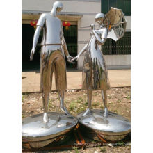 girl and boy stainless steel sculpture